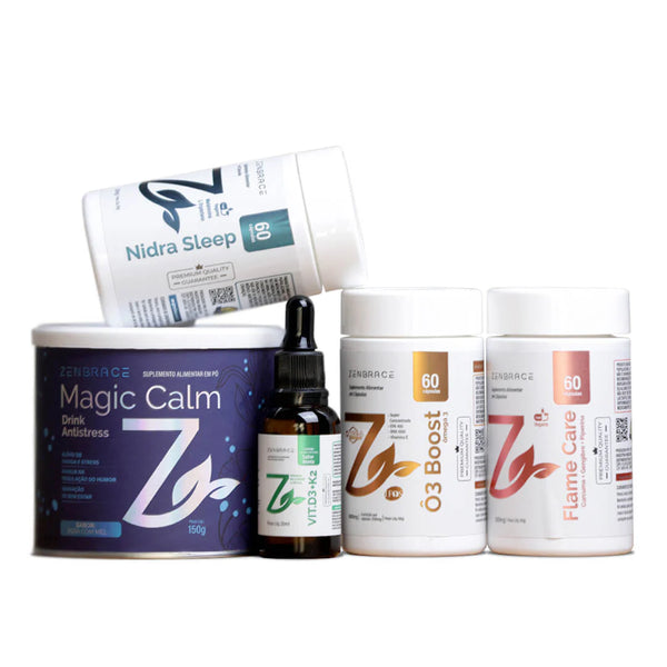 Kit Saúde Vida Plena Zenbrace Suplementos para Bem-Estar Completo Disposição, Foco e Qualidade do Sono