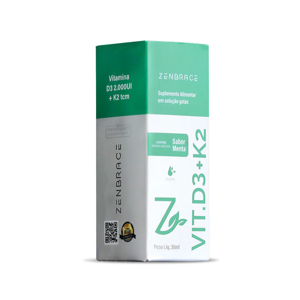 Vitamina D3 + K2 Zenbrace Gotas Imunidade, Ossos Fortes e Disposição Diária