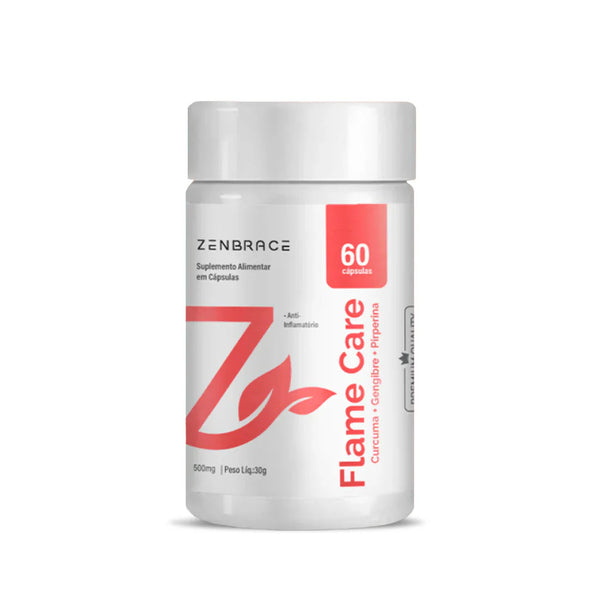 Flame Care Suplemento Natural para Bem-Estar Articular Cúrcuma, Gengibre e Piperina