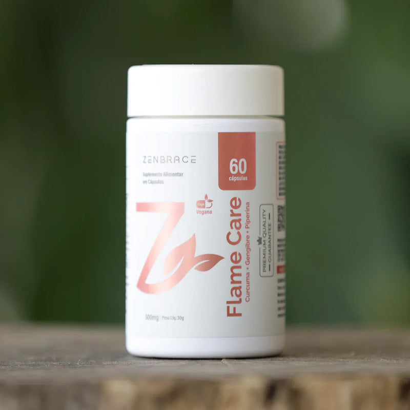 Flame Care Suplemento Natural para Bem-Estar Articular Cúrcuma, Gengibre e Piperina